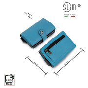 SLim®️ Genuine Saffiano Leather Card Holder, Scratch-Resistant, Blue