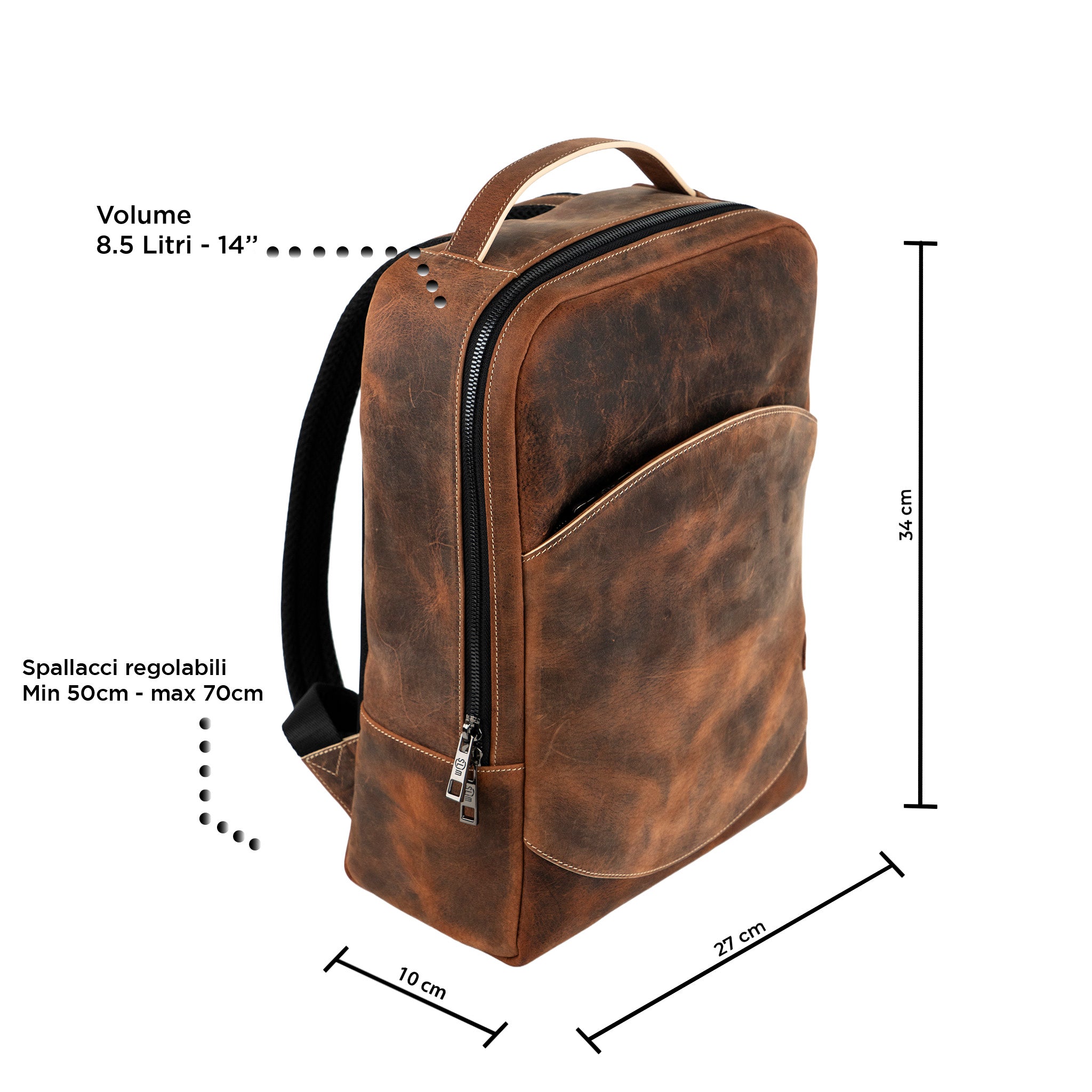 Zaino Medio Vera Pelle Crazy Horse Brown
