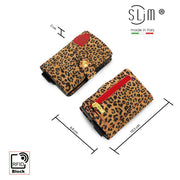 SLim®️ Vera Pelle Animalier Leopard Rosso con zip porta monete