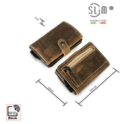 Porta Carte Vera Pelle Crazy Horse Cuoio Dark con zip