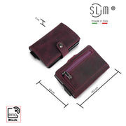 Porta Carte Vera Pelle Crazy Horse Viola