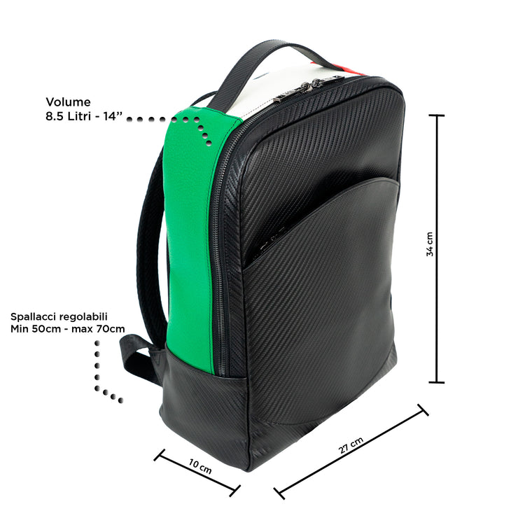 Zaino Medio Vera Pelle Carbon Italia