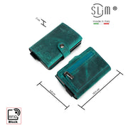 SLim®️ Genuine Crazy Horse Leather Card Holder in Dark Brown with Zip