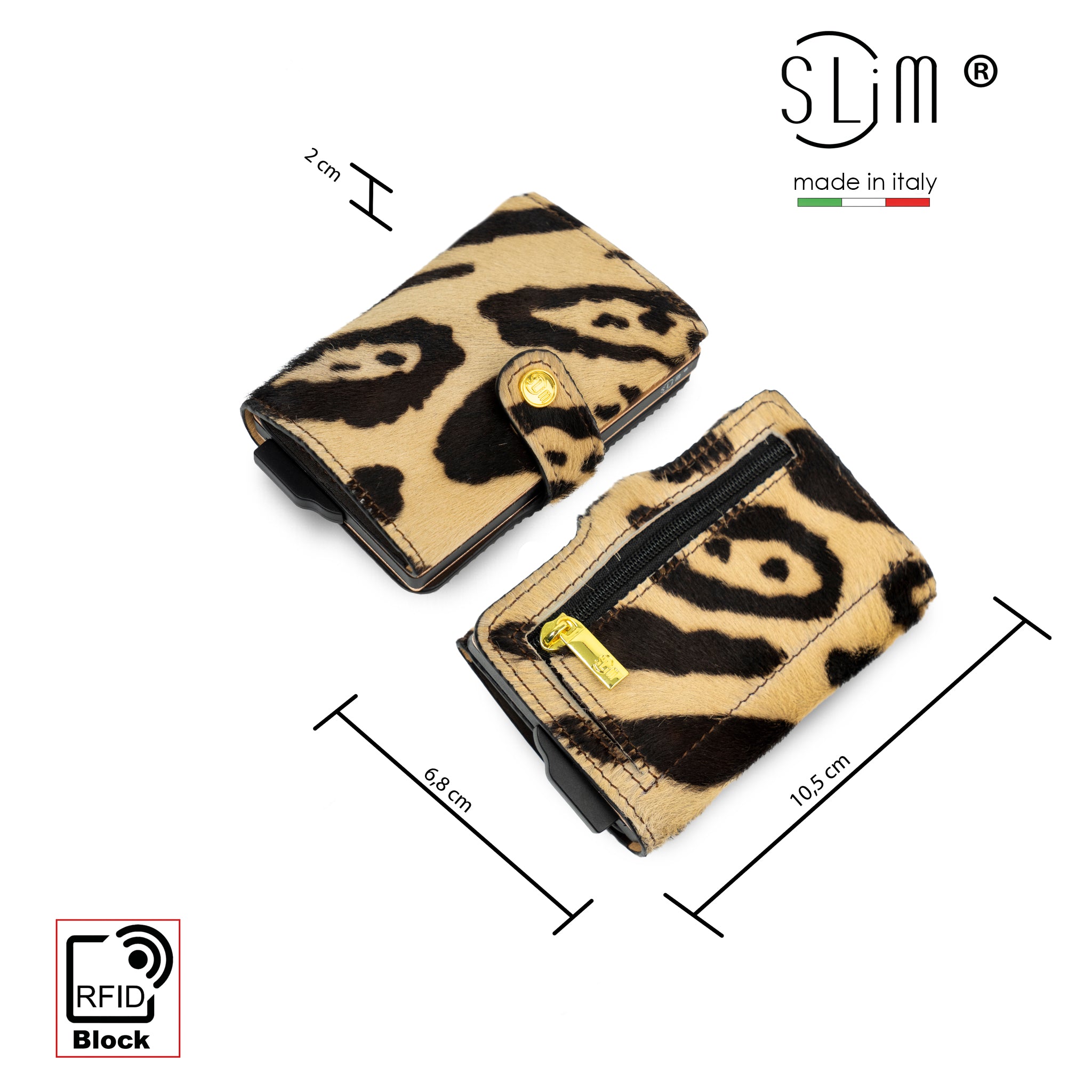 SLim®️ Genuine Animalier Leather Fuchsia/Black with zip coin purse and Animalier heart key ring
