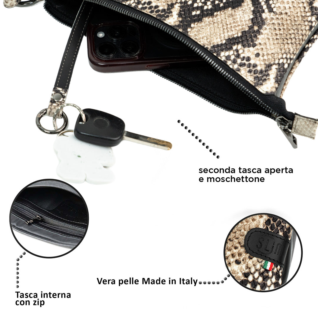Pochette Max Rettile Beige