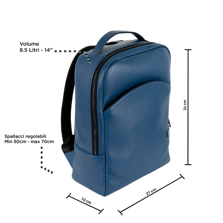 Zaino Vera Pelle Bottalato Blu