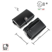 SLim®️ carbon style genuine leather wallet black/yellow with zip