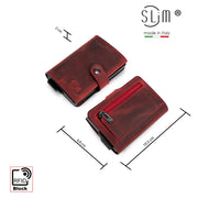 SLim®️ Genuine Crazy Horse Leather Card Holder in Dark Brown with Zip