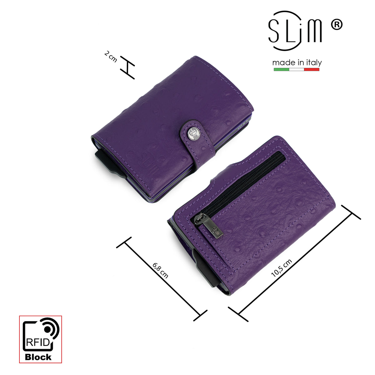 SLim®️ Vera Pelle stampa Struzzo Viola