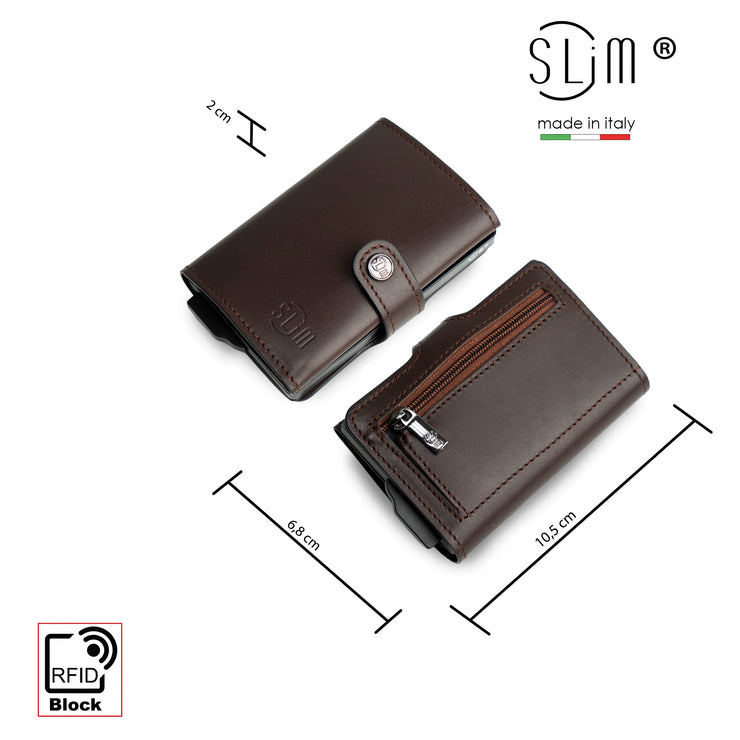 Porta Carte Vera Pelle Testa di Moro con Zip