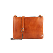 Pochette con Tracolla Vera Pelle Vegetale Cognac