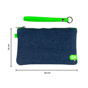 Pochette con Polsiera Vera Pelle Jeans/ Vera Pelle Verde Fluo