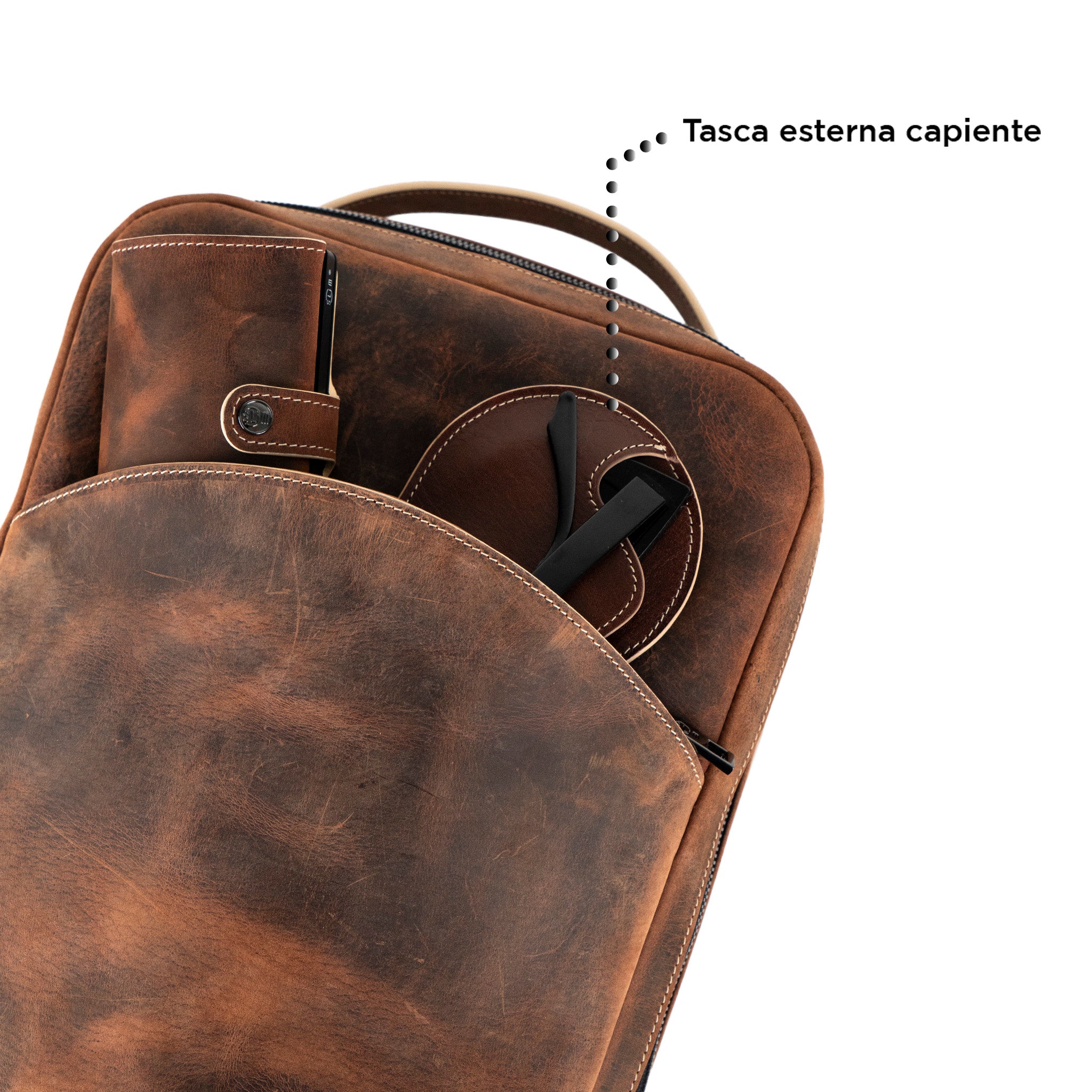 Zaino Medio Vera Pelle Crazy Horse Brown