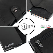 SLim®️ Genuine Crazy Horse Leather Card Holder in Dark Brown with Zip