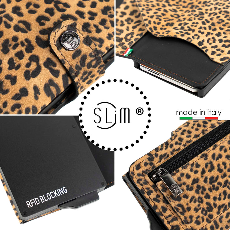 SLim®️Maculato Genuine Leopard Leather with Zip Coin Purse and Heart Key Ring