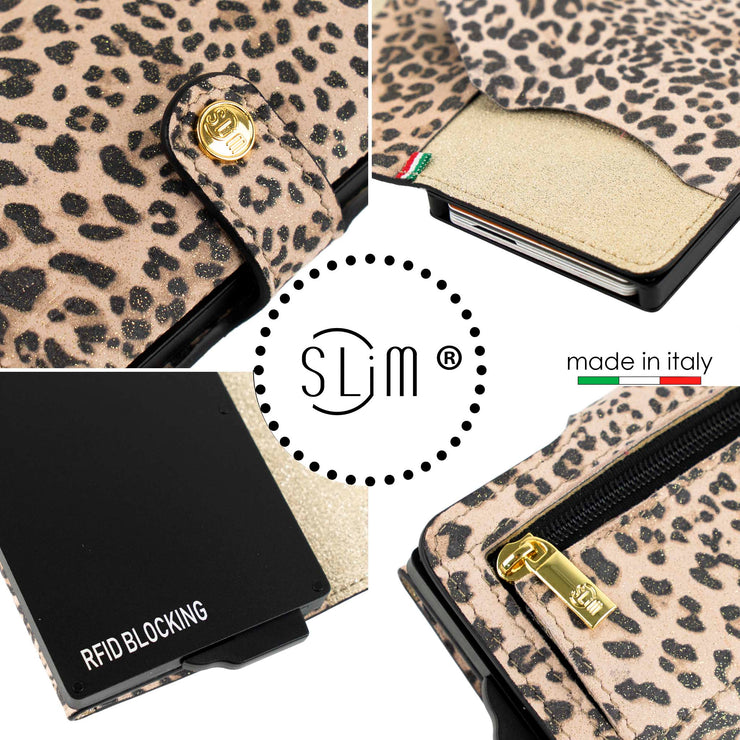 SLim®️Maculato Genuine Leopard Leather with Zip Coin Purse and Heart Key Ring