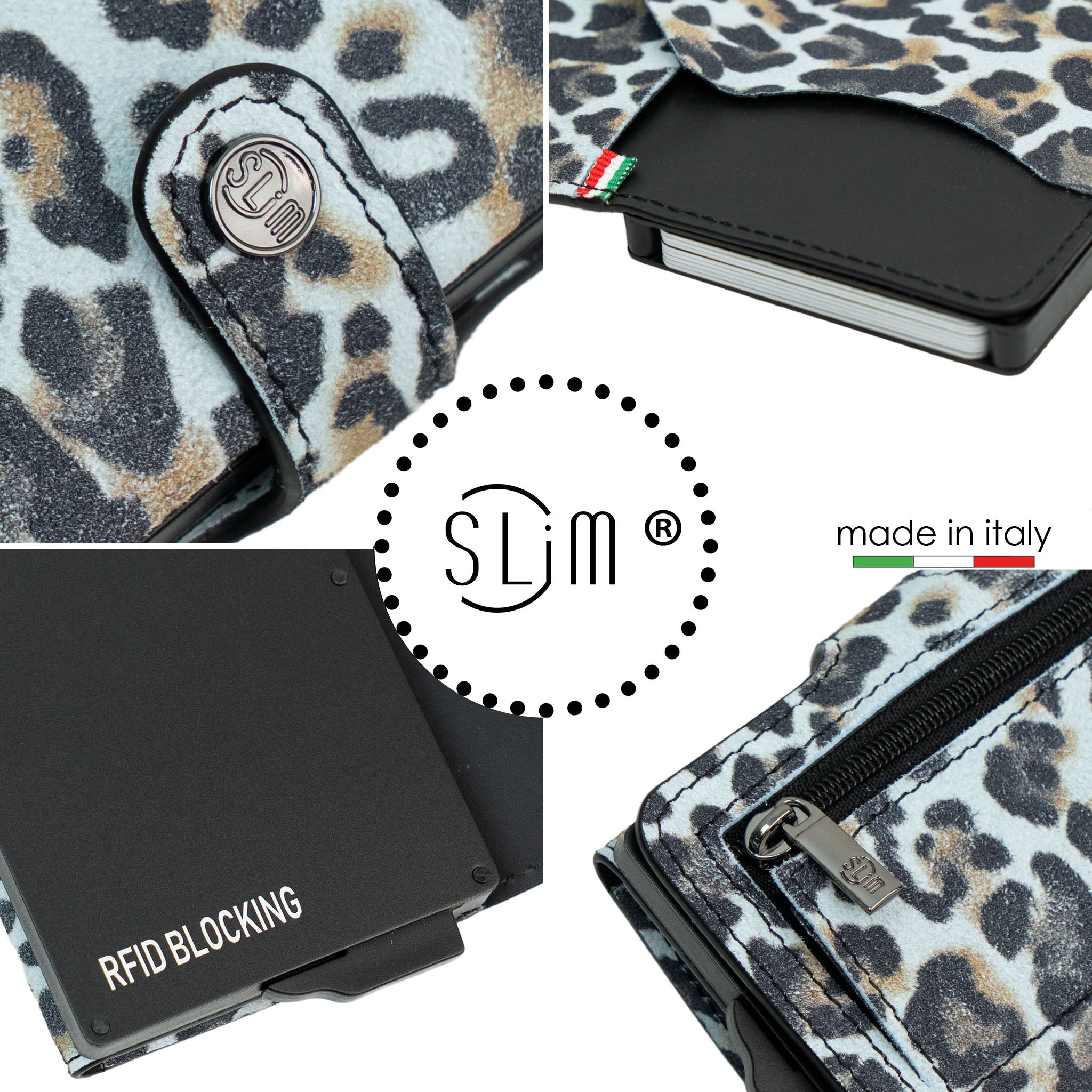 SLim®️ Genuine Animalier Leather Fuchsia/Black with zip coin purse and Animalier heart key ring