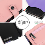 SLim®️ genuine leather wallet pink multicolor with coin pocket and zip