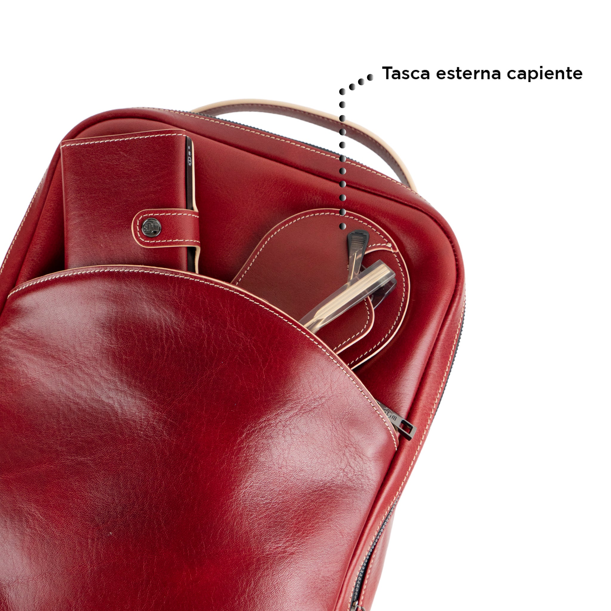 Zaino Medio Concia al vegetale Rosso