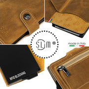 Genuine Crazy Horse Leather Card Holder in Sand with Zip