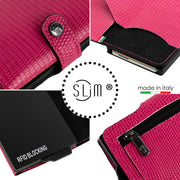 Portacarte Vera Pelle Tejus Fucsia