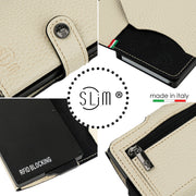 Porta Carte Vera Pelle Bottalato Beige con zip porta monete