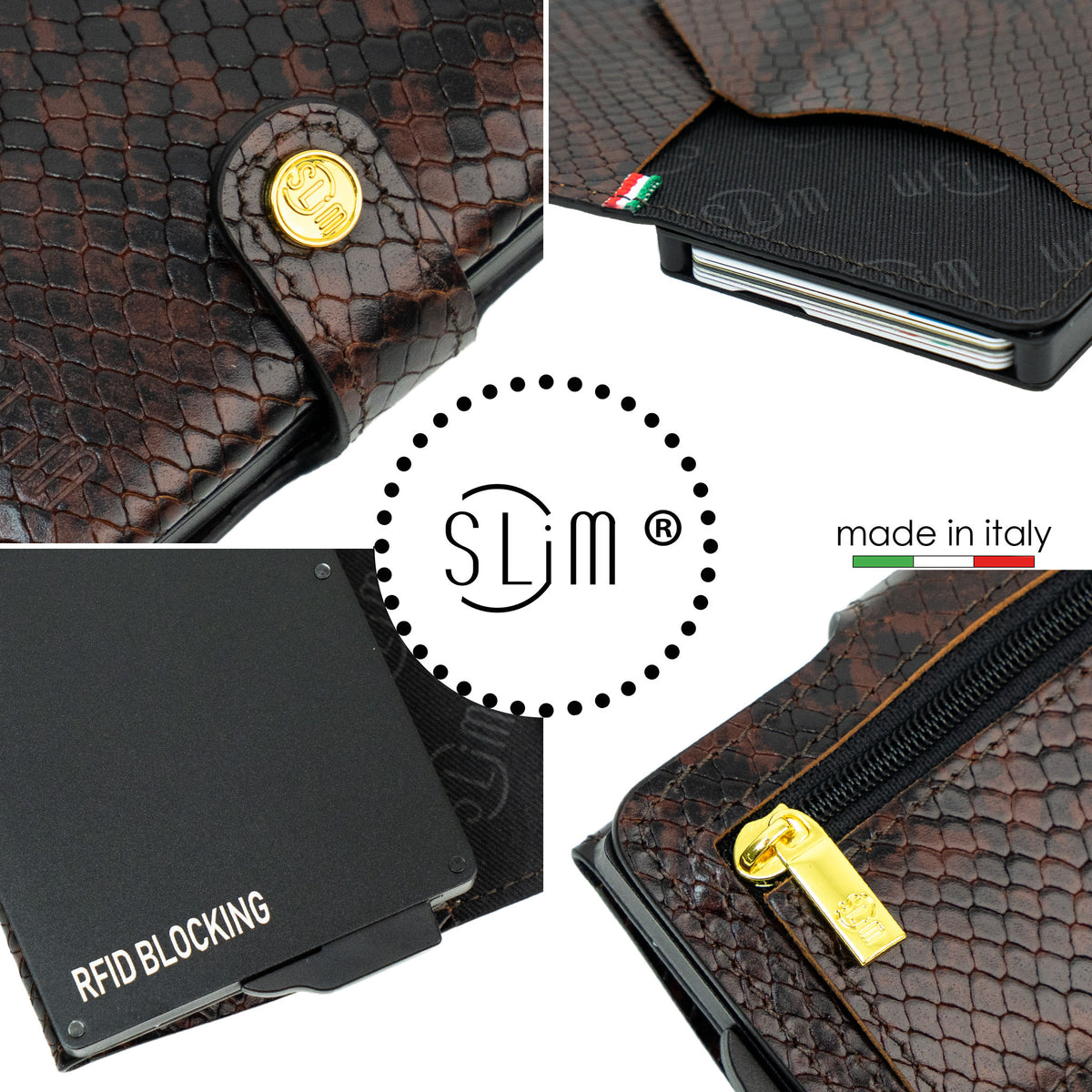 SLim®️ Vera Pelle Vipera Marrone