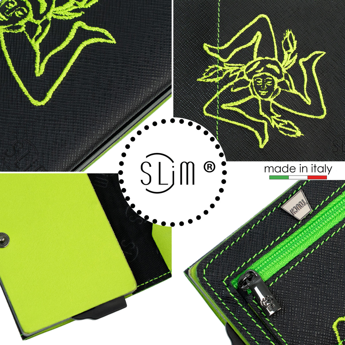 SLim®️ Touch Vera Pelle Tema Sicilia Saffiano Verde Lime