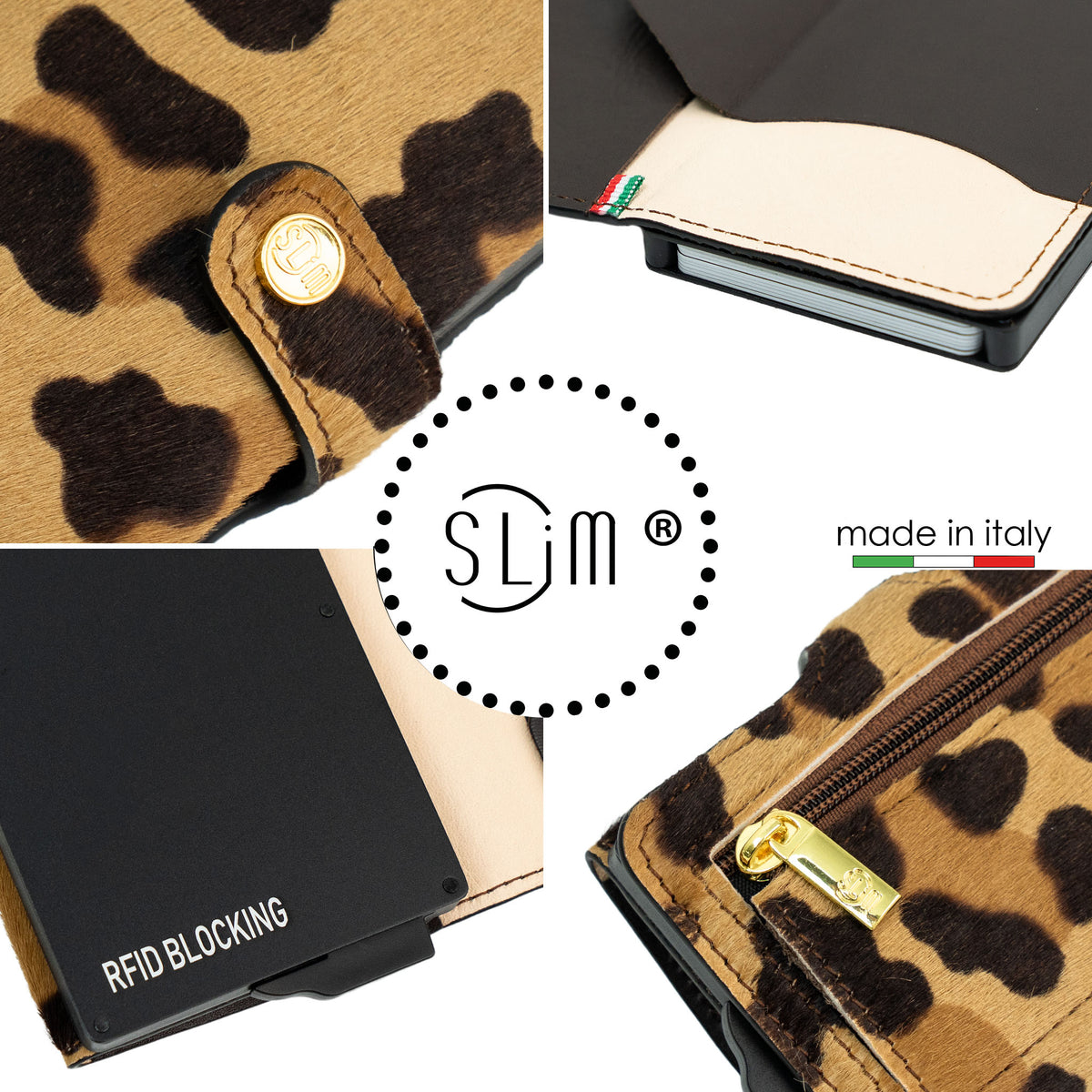 SLim®️ Genuine Animalier Leather Fuchsia/Black with zip coin purse and Animalier heart key ring