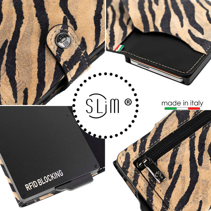 SLim®️Maculato Genuine Leopard Leather with Zip Coin Purse and Heart Key Ring