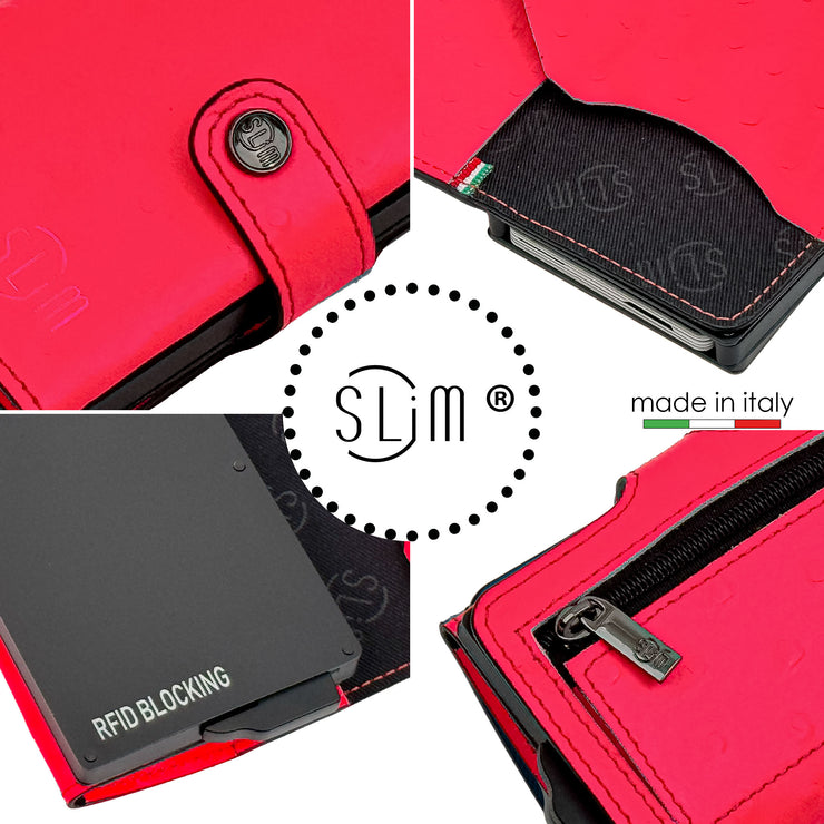 SLim®️ Vera Pelle stampa Struzzo Fucsia Fluo