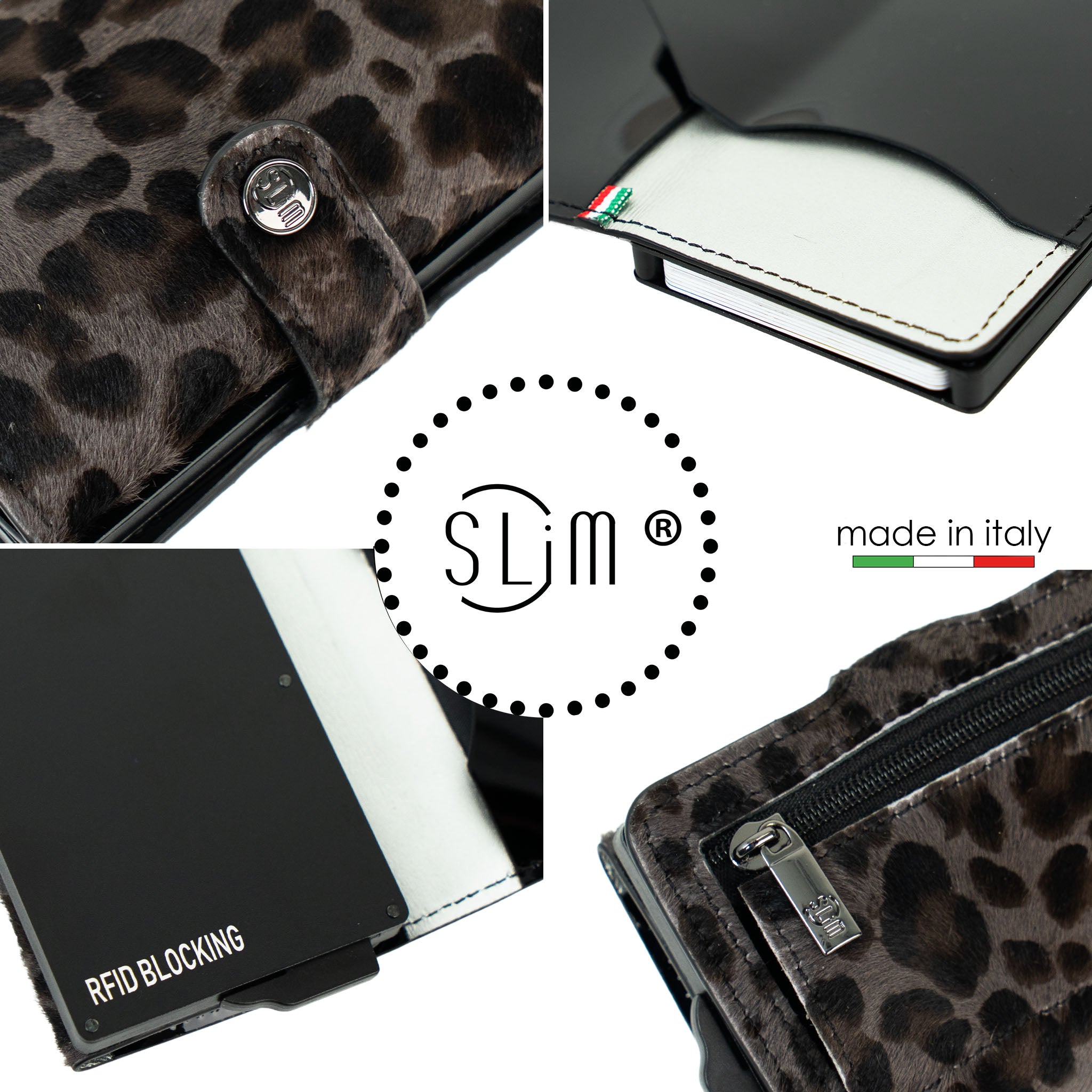 SLim®️ Genuine Animalier Leather Fuchsia/Black with zip coin purse and Animalier heart key ring