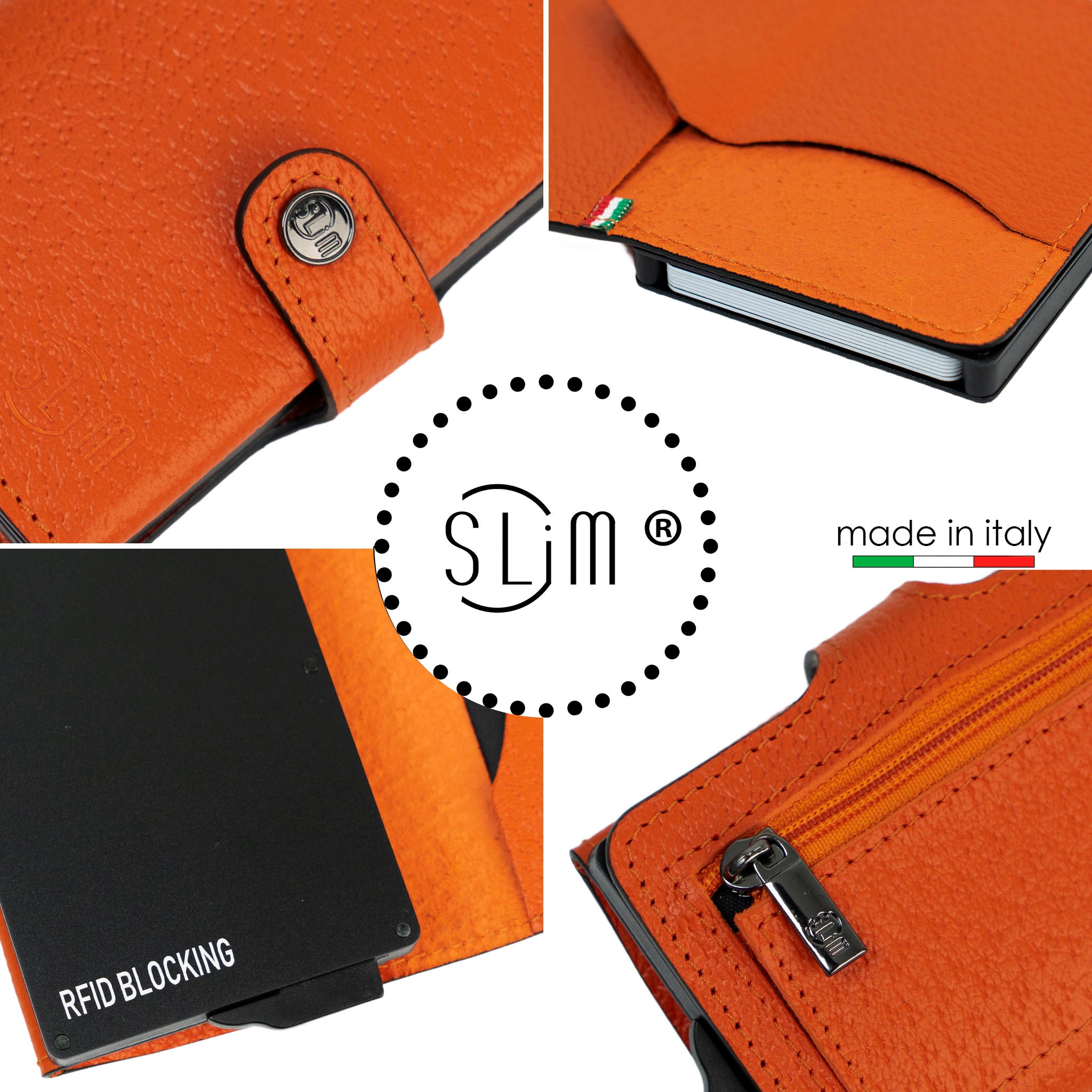 Porta Carte Vera Pelle Stampa Cinghialino Arancio