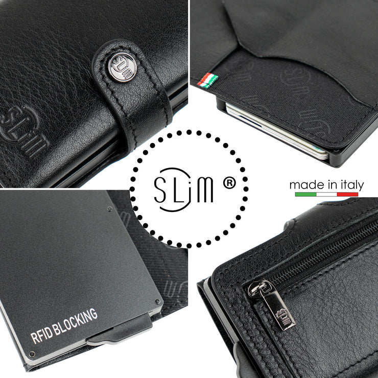 SLim®️ Genuine Vegetable Tanned Leather Card Holder Blue Zip