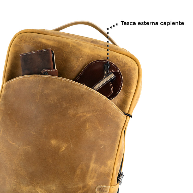 Genuine Leather Backpack Carbon Black