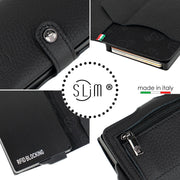SLim®️ drummed genuine black leather wallet with coin pocket zip