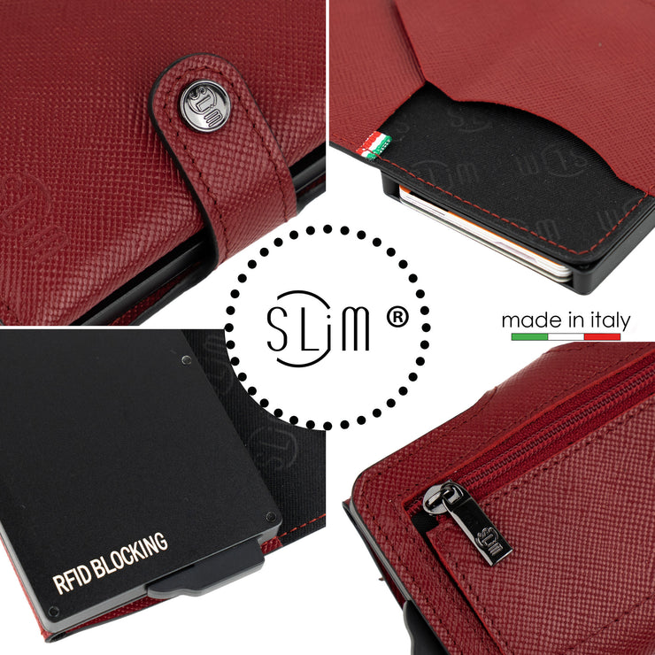 SLim®️ Genuine Saffiano Leather Card Holder, Scratch-Resistant, Blue