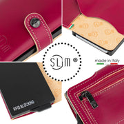 Genuine Vegetable Tanned Leather Card Holder Red Zip