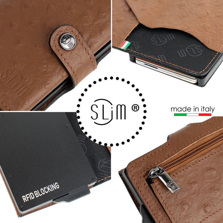 SLim®️ ostrich texture genuine leather beige