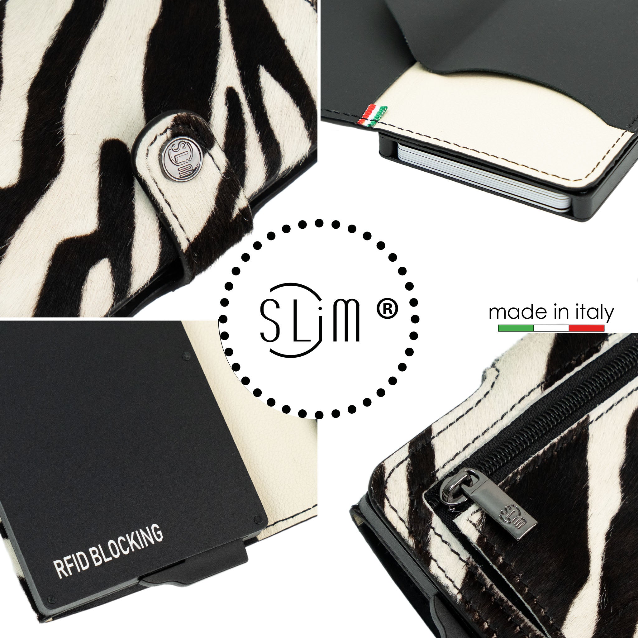SLim®️ Genuine Animalier Leather Fuchsia/Black with zip coin purse and Animalier heart key ring