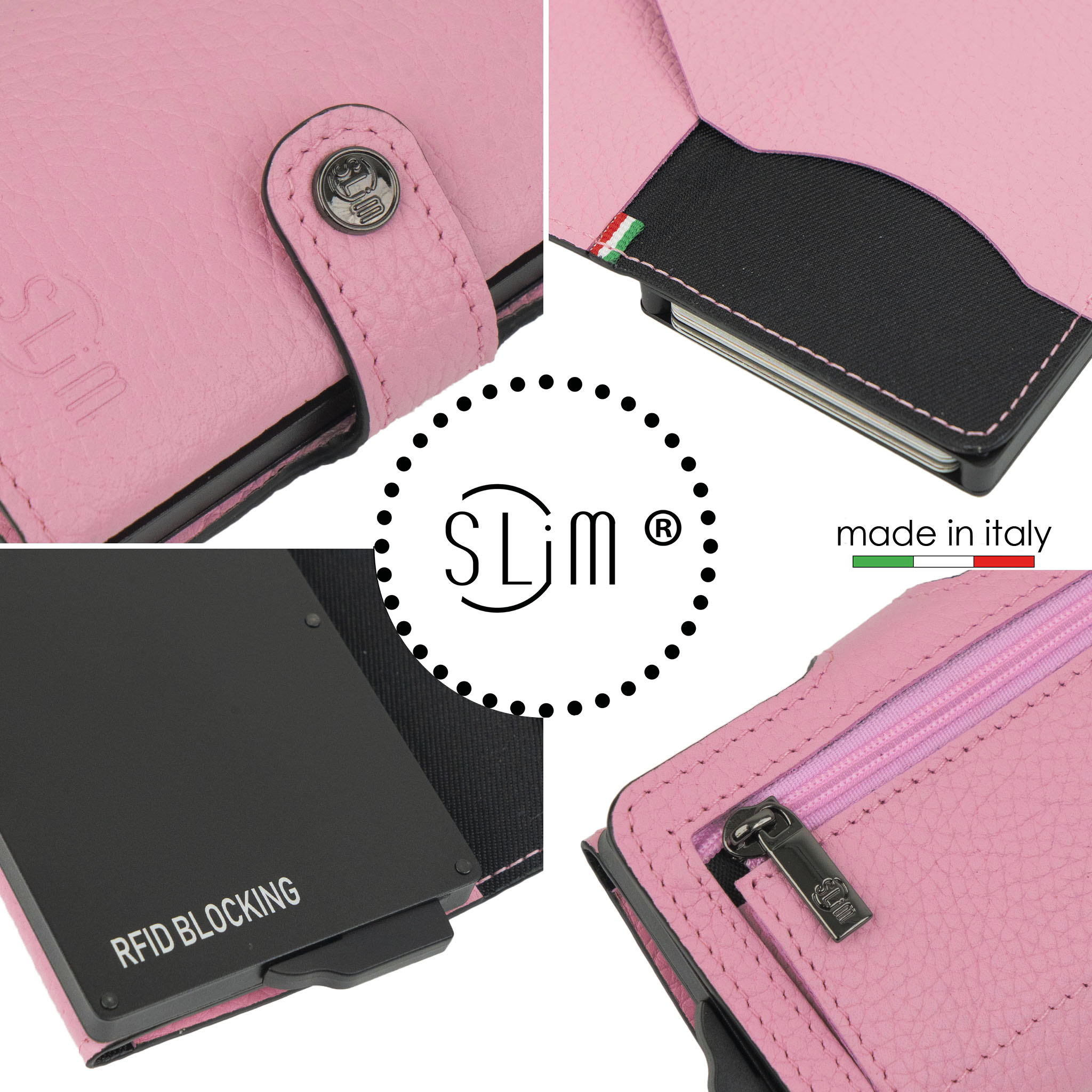 Porta Carte Vera Pelle Bottalato Pink