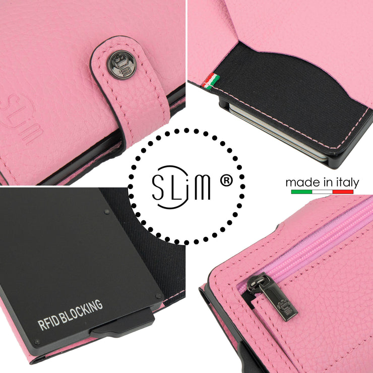 Porta Carte Vera Pelle Bottalato Pink