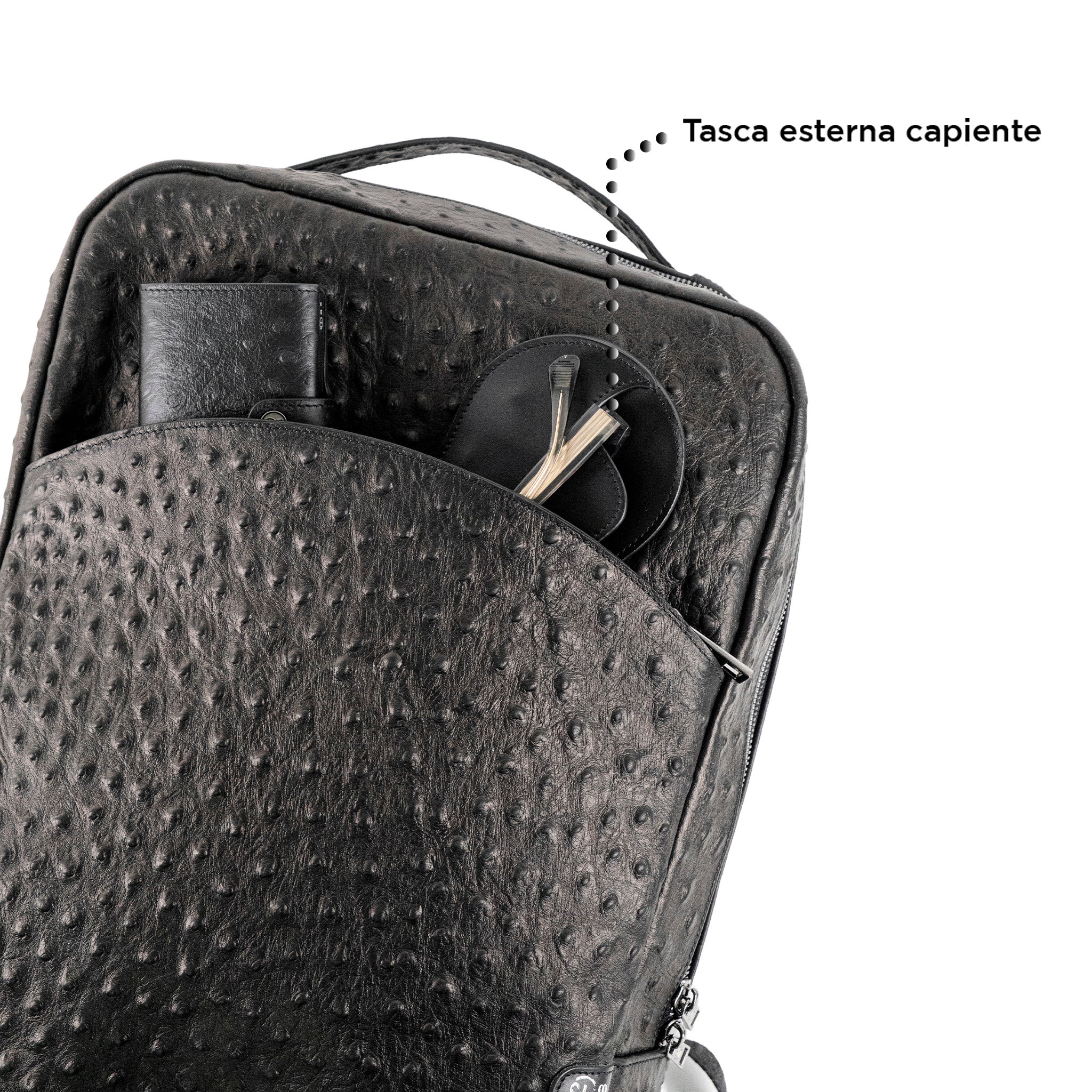 Genuine Leather Backpack Carbon Black