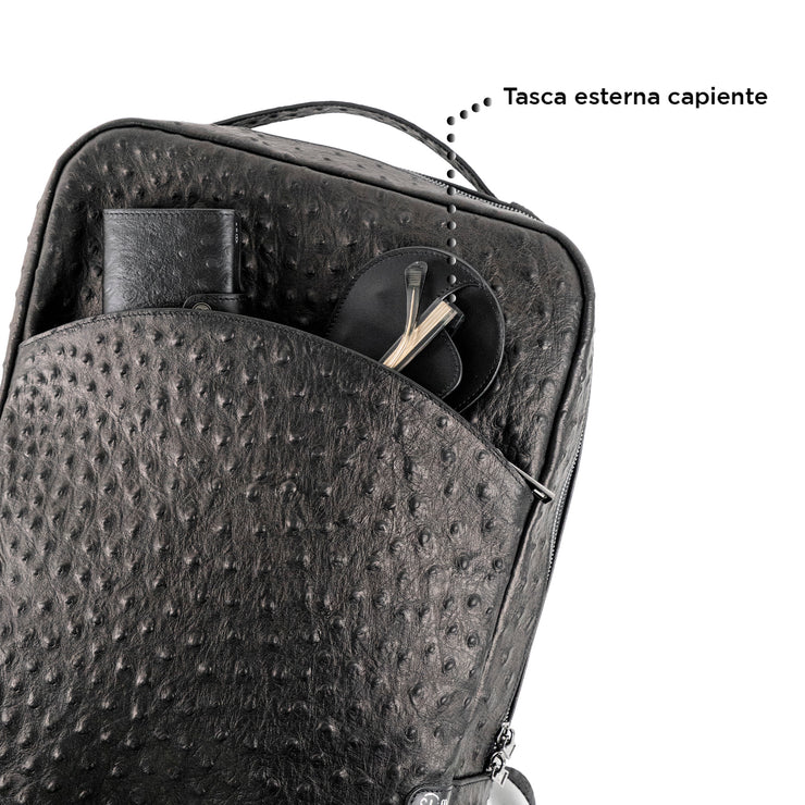 Genuine Leather Backpack Carbon Black