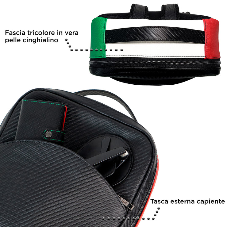 Zaino Medio Vera Pelle Carbon Italia