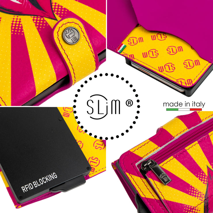 SLim®️Labbra Pop Art Vera Pelle Bottalato con zip porta monete