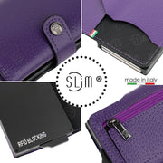 Porta Carte Vera Pelle Stampa Cinghialino Viola