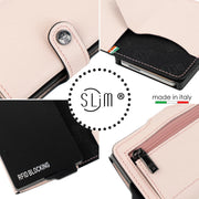 Porta Carte Vera Pelle Saffiano Anti Graffio Rosa con Zip