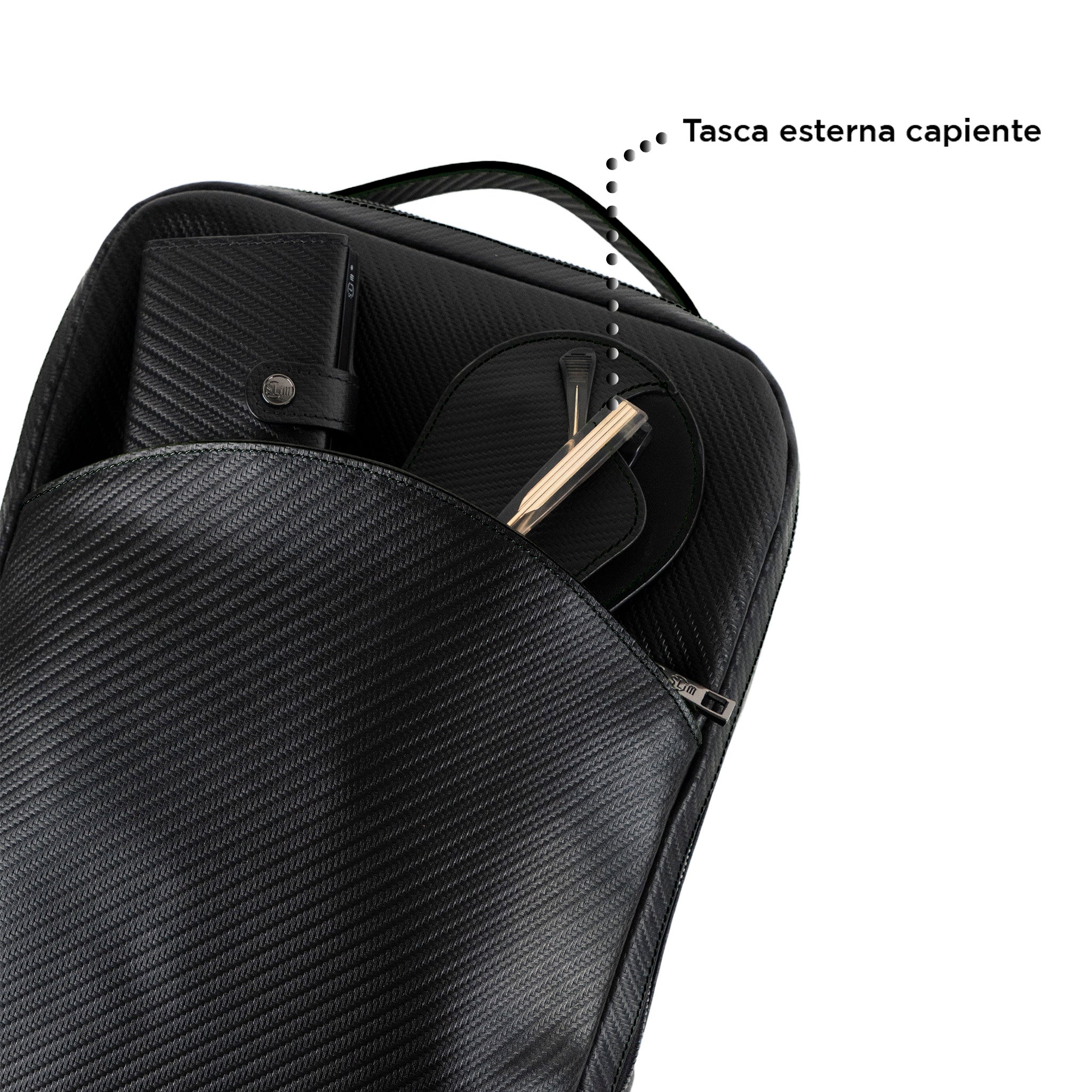 Zaino Medio Vera Pelle Carbon Nero