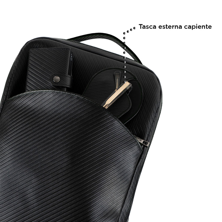 Zaino Vera Pelle Carbon Nero